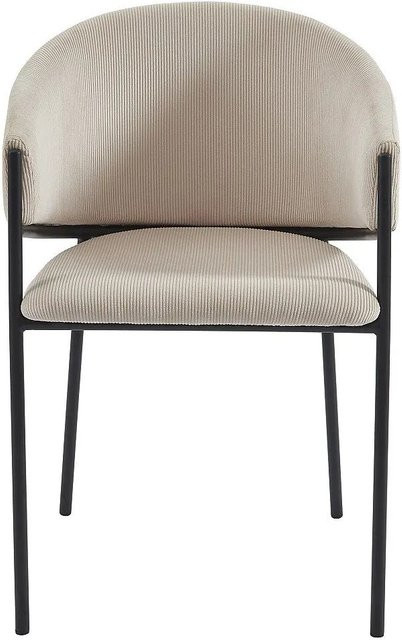 Vente-unique Stuhl Ordida in Creme mit Armlehnen und Cord-Bezug - Bild 1