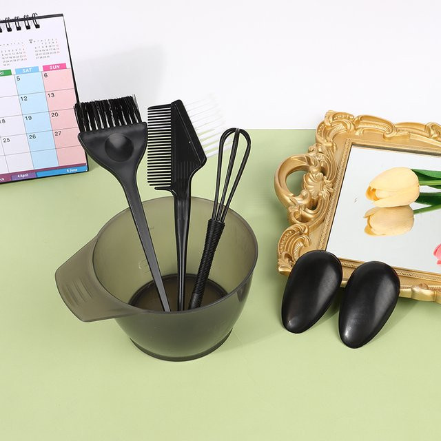 JCSYFAC Haar Farbstoff Pinsel und Schüssel Set, 5 Stück - Bild 1