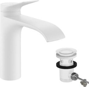 Hansgrohe Waschtisch-Einhebelmischer Vivenis CoolStyle mit Zugstangen-Ablaufgarnitur in Mattweiß - Bild 1