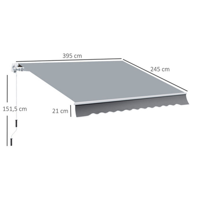 Outsunny Gelenkarmmarkise aus Aluminium und Polyester in Weiß und Grau, B/T/H: 245 x 395 x 350 cm - Bild 3