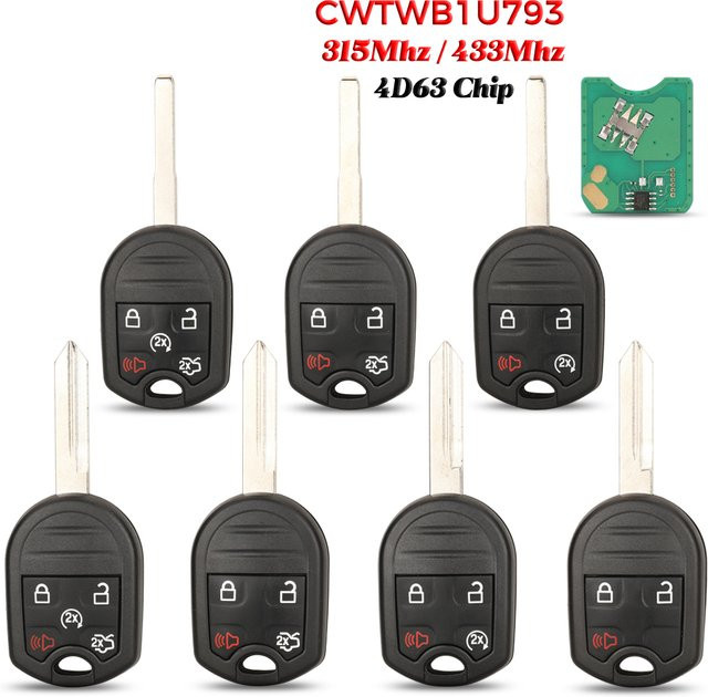 Jingyuqin Funkschlüssel ID63 CWTWB1U793 in Schwarz für Ford Edge Escape Expedition Explorer Flex Fusion Mustang Taurus und Mazda Tribute (433/315 MHz) - Bild 1