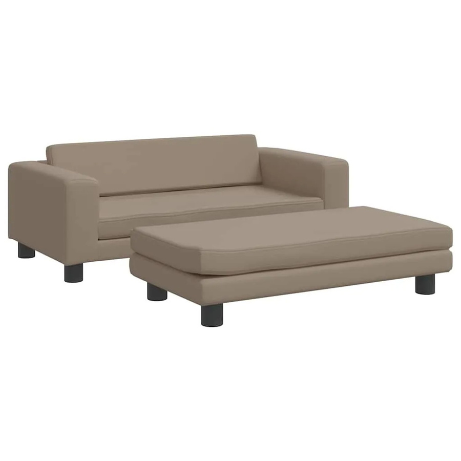 vidaXL Hundebett Sofa mit Verlängerung Cappuccino in Kunstleder B/T/H: 100 x 50 x 30 cm - Bild 2
