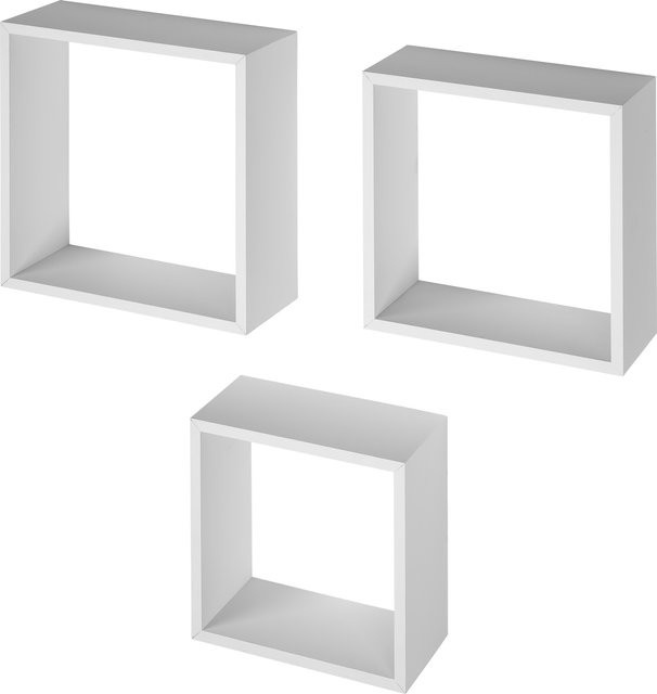 LIVARNO Regalwürfel Cube 3er Set Wandmontage Weiß - Bild 1