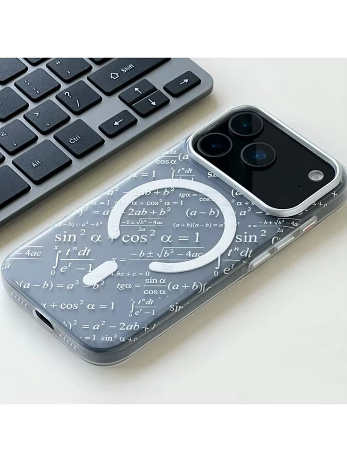 Apple MagSafe Schutzhülle mit mathematischem Formel-Design für iPhone 17 Pro Max, 16, 15, 14 in Orange, matt und transparent - Bild 6