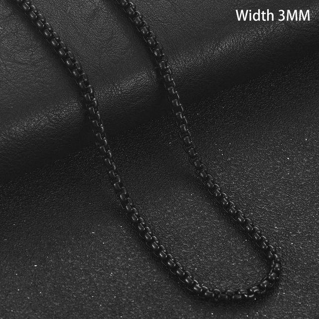 Halskette Edelstahl, Schwarz Vergoldet, Quadrat Rolo Gliederkette, 60cm, Unisex - Bild 1