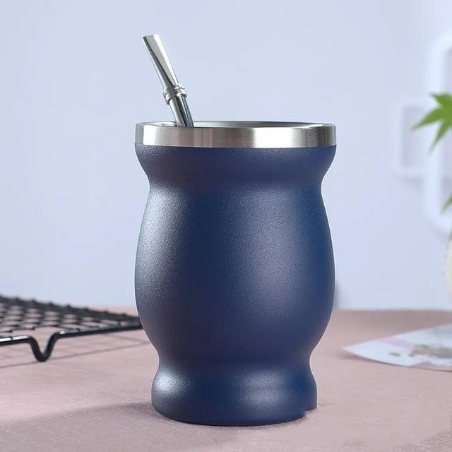 Bestbags Mate Teetasse Set mit Bombillas aus Edelstahl, doppelwandig, Blau, 240 ml - Bild 1