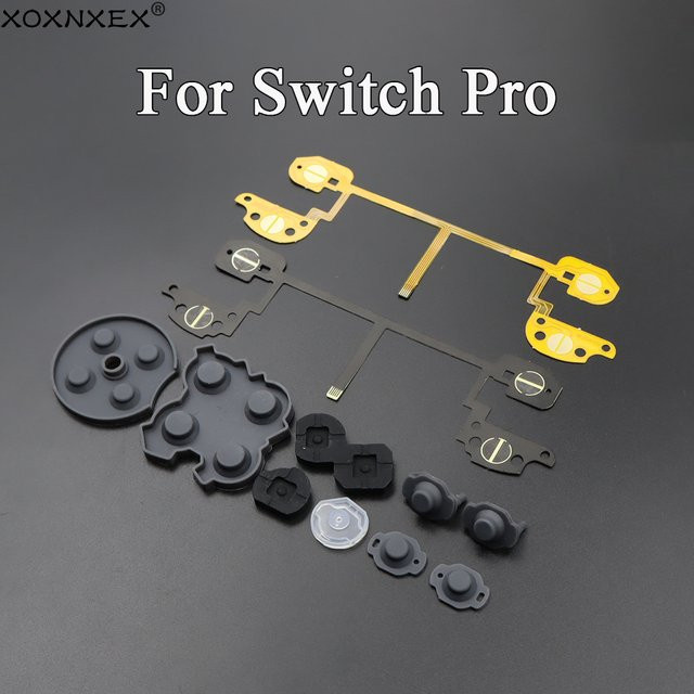 Ersatzteil-Set für Nintendo Switch Pro Controller mit leitfähiger Folie Flexkabel und leitfähigen Gummipads für L ZL R ZR Tasten in Multicolour - Bild 1