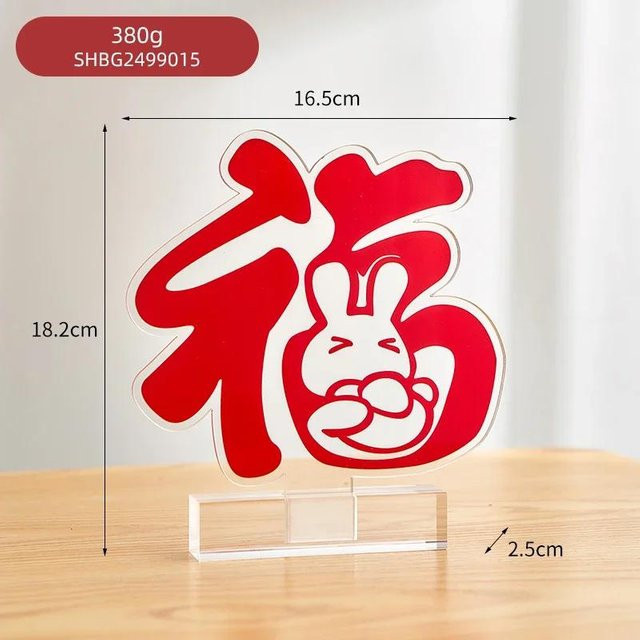 Fu Acryl Dekoration Kreative Hasen Serie als Desktop Ornament in Rot für Heim und Büro - Bild 1
