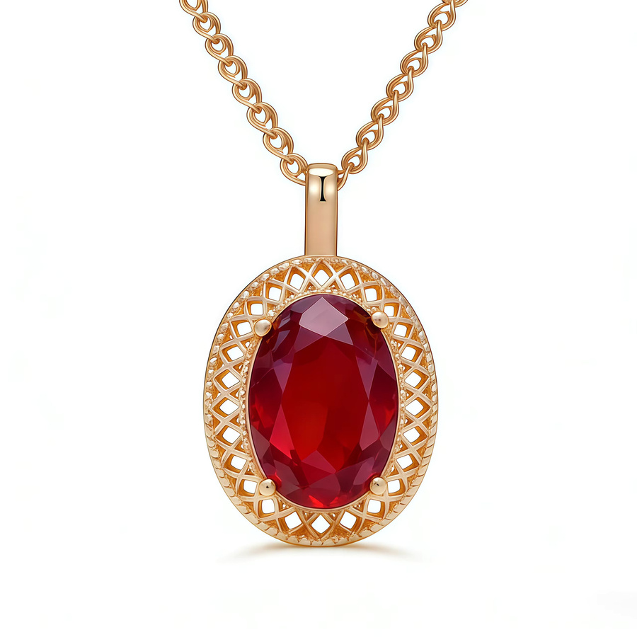 Wbmqda Halskette mit Steinanhänger, 585 Gold, Roségold, Damen - Bild 2