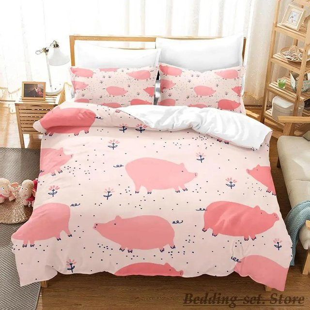 Binchi Outdoor Product Bettwäsche Set Rosa Schwein aus Mikrofaser, B/H: 135 x 200 cm - Bild 1