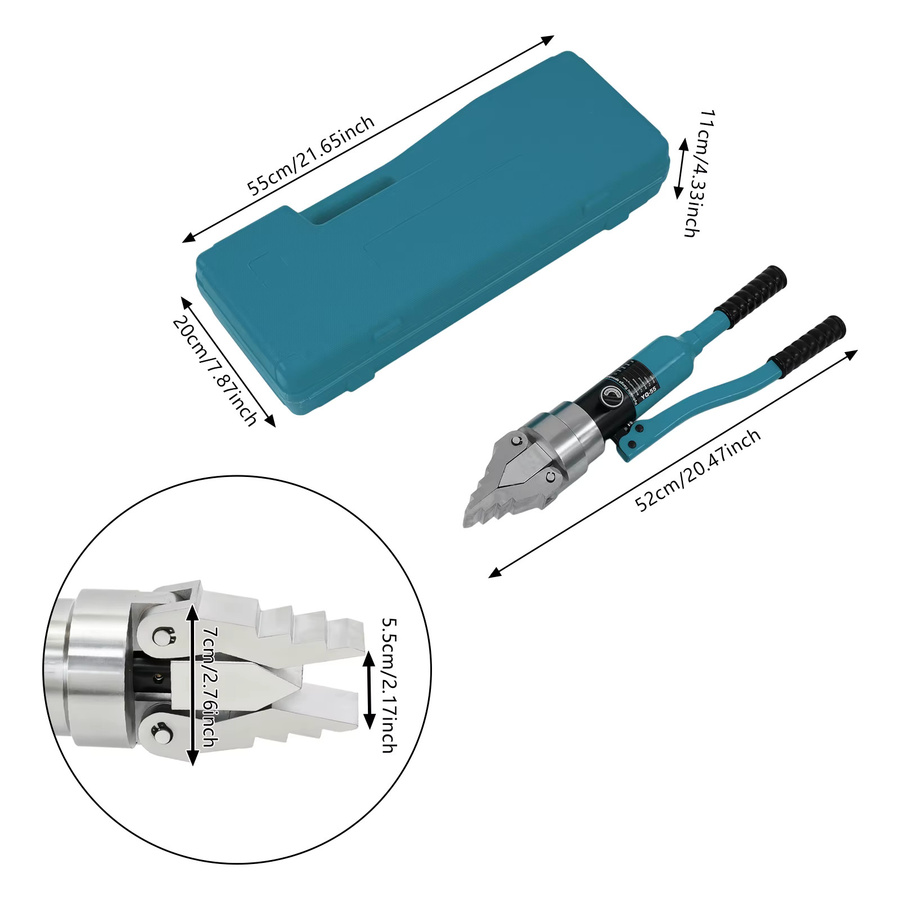 CNCEST 12-Tonnen-Hydraulikverteiler YQ-55 mit Flanschöffner und Mutternverteiler in Gelb und Blau inklusive Aufbewahrungskoffer - Bild 2