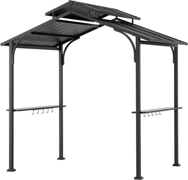 Sunjoy Grill Pavillon Gazebo Ecrins aus Stahl in Braun mit integrierten Ablageflächen und Lampenhaken, B/T/H: 248 x 153 x 153 cm - Bild 1