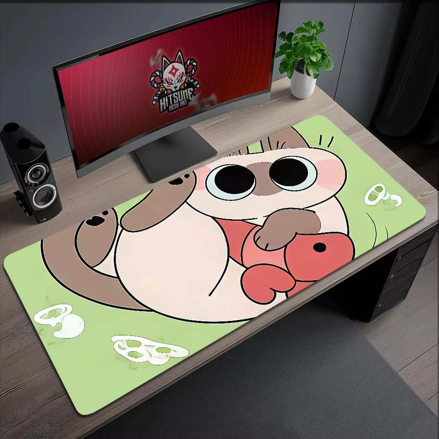 Azukisan Mauspad Lockedge mit niedlichem Katzenmotiv in Multicolour, rutschfestes großes Schreibpad für Gaming und Büro - Bild 3