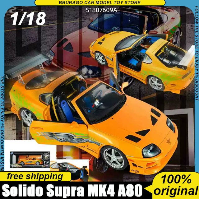 Bburago Fast & Furious Supra Mk4 A80, Diecast-Modell, 1:18, Orange-Grün, ab 14 Jahren - Bild 1