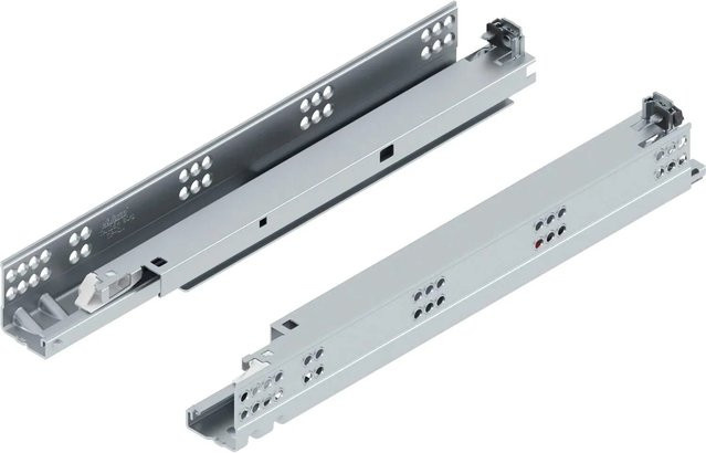 Blum Unterbodenführung Tandem Tip-On 560H mit Push-to-Open Funktion, Stahl verzinkt, Farbe: Silber, Länge: 380 mm - Bild 1