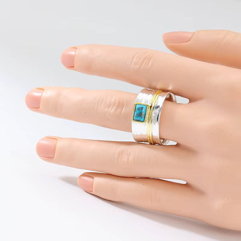 YoYo Charm-Ring, synthetischer Türkis, Bicolor, Unisex - Bild 2