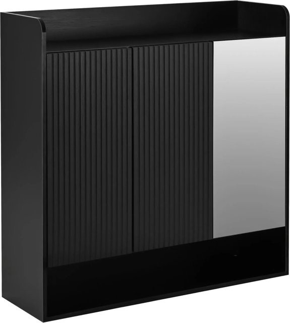 PXloue Schuhschrank mit Ganzkörperspiegel in Schwarz Matt mit großem Fassungsvermögen, B/T/H: 110 x 35,5 x 35,5 cm - Bild 1