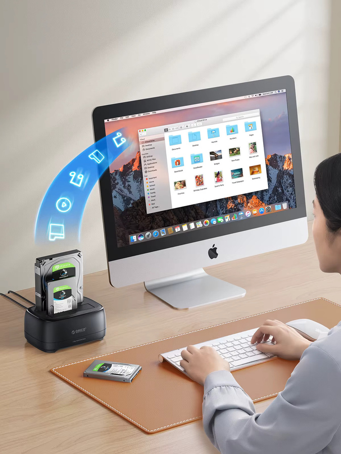 ORICO Offline-Klon-Festplatten-Dockingstation Dual-Bay mit USB 3.0 und USB-C, 5Gbps, für 2,5 und 3,5 Zoll HDD/SSD, Schwarz - Bild 5