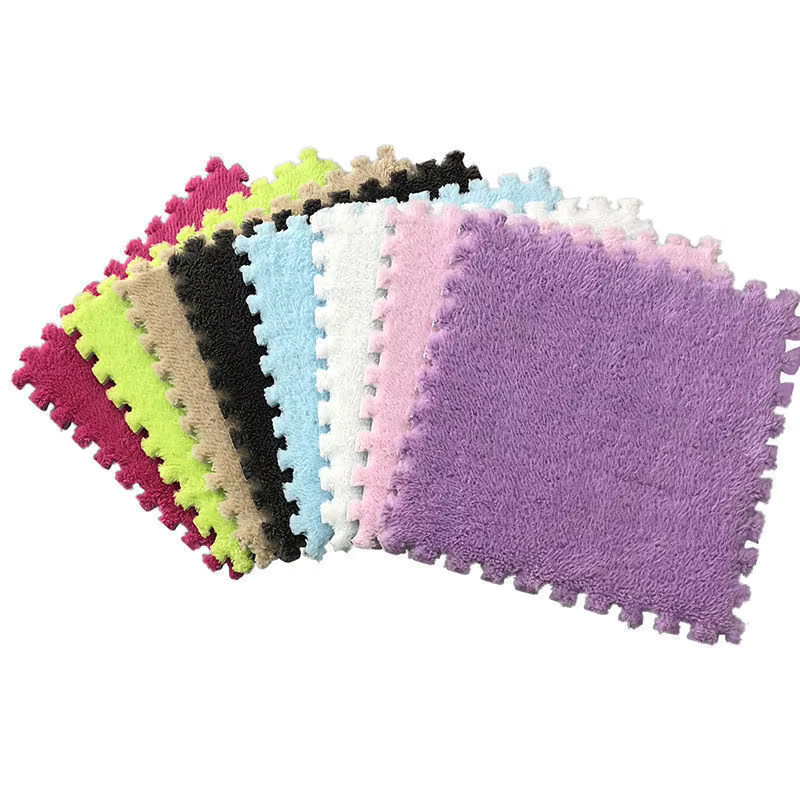 10er Set DHDH Plüsch Puzzle Teppich in Weiß, weiche Bodenmatte für Schlafzimmer und Kinderzimmer, B/T/H: 30 x 30 x 1 cm - Bild 2