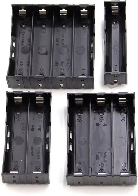 Schwarzes 18650 Batteriegehäuse aus Kunststoff mit 1/2/3/4 Steckplätzen für 3,7V-4,2V DIY Batterie-Aufbewahrungsbox mit festen Pins - Bild 1