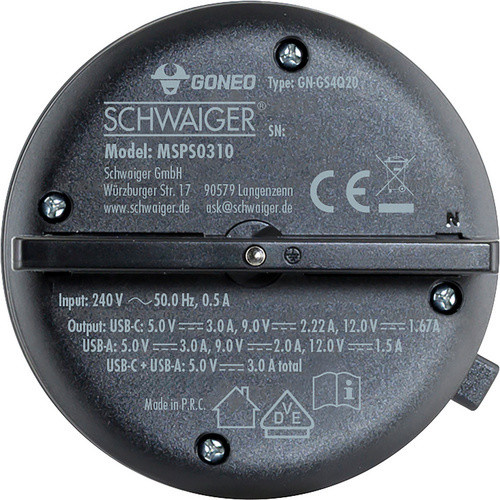 Schwaiger USB-Steckdosenadapter Powerrail für modulare Stromschienen mit 1x USB-C und 1x USB-A in Schwarz - Bild 4