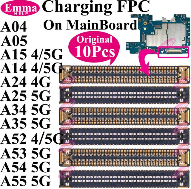 10 Stück Samsung FPC-Stecker Ladeanschluss Mainboard Flex-Clip für A04 A05 A14 A15 A24 A25 A34 A35 A52 A53 A54 A55 - Bild 1