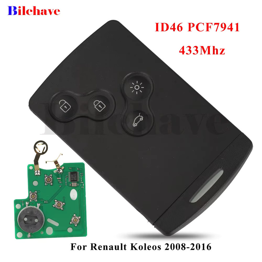 Jingyuqin Auto Fernbedienung Schlüssel für Renault Koleos 2008-2016, 433 MHz, 4 Tasten, Schwarz - Bild 2