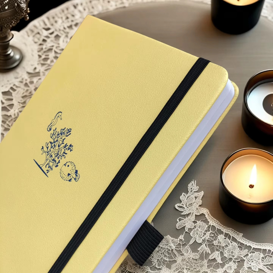 BUKE A5 Notizbuch mit Punktraster in Gelb, Hardcover aus PU-Leder mit 160 g/m2 Papier für deine Bujo-Planung - Bild 4