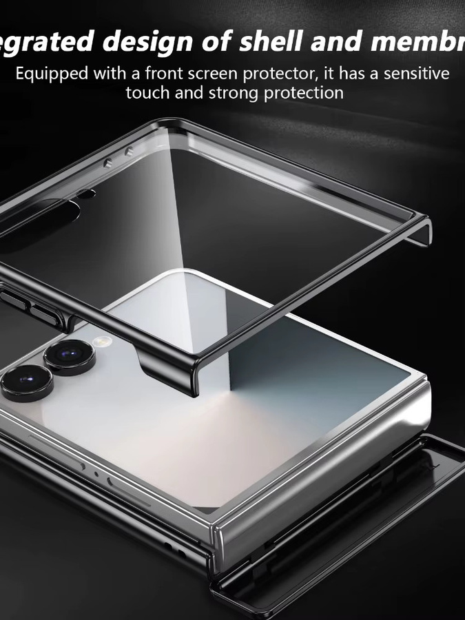 Samsung Handyhülle mit 360 Grad drehbarem Ringhalter, magnetischem Scharnierschutz und gehärteter Filmabdeckung für Galaxy Z Flip 7 6 5 4 3 in Schwarz - Bild 7