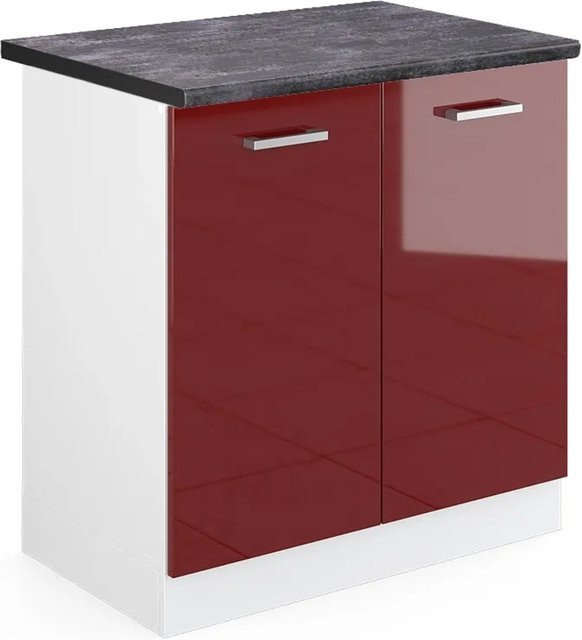 Vicco Spülenunterschrank R-Line in Bordeaux Hochglanz und Weiß mit Anthrazit, B/T/H: 80 x 60 x 81,6 cm - Bild 1