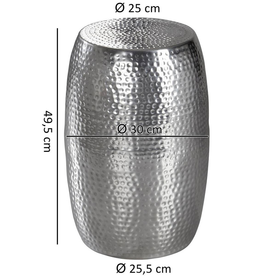 Wohnling Beistelltisch aus Aluminium in Silber mit Hammerschlag-Design und orientalischem Stil, B/H/T: 30 x 49,5 x 30 cm - Bild 4