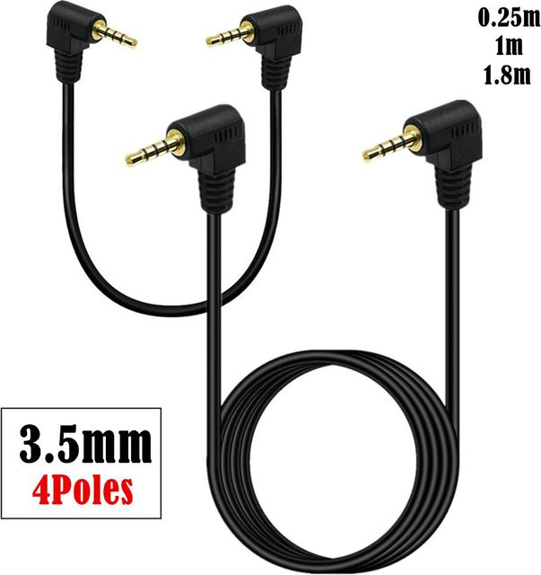 BSN Audio-Adapterkabel 3,5 mm TRRS 4-polig abgewinkelt auf 3,5 mm abgewinkelt, 3-Ring-Stecker, Gold/Schwarz - Bild 1
