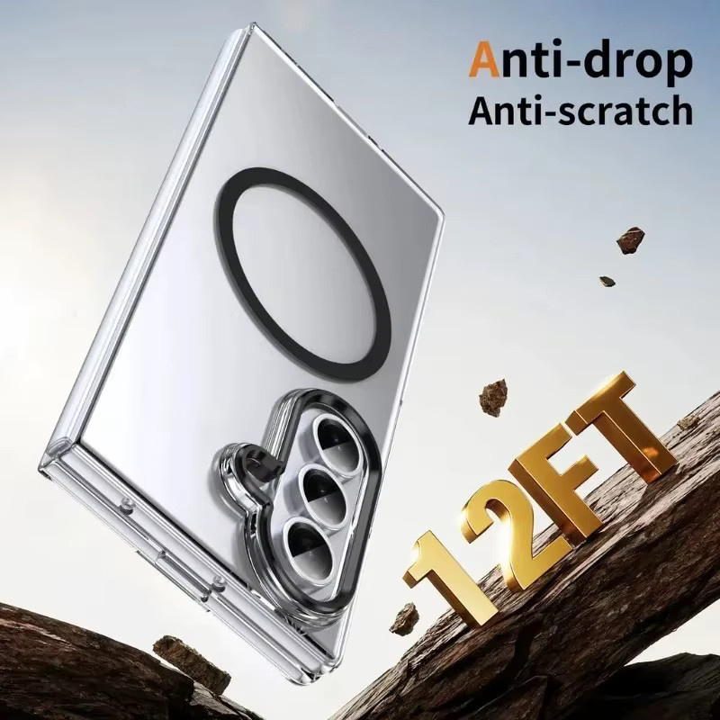 Transparente Magnet-Schutzhülle mit Metall-Linsenschutz für Samsung Galaxy Z Fold 8 7 6 5 4 Ultra, inklusive kabellosem Laden, Blau - Bild 5