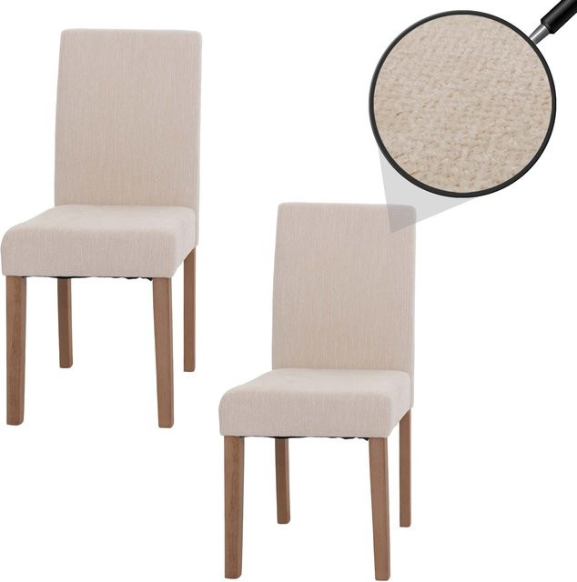 MCW 2er-Set Esszimmerstühle Littau aus Chenille mit Holzbeinen in Beige - Bild 1