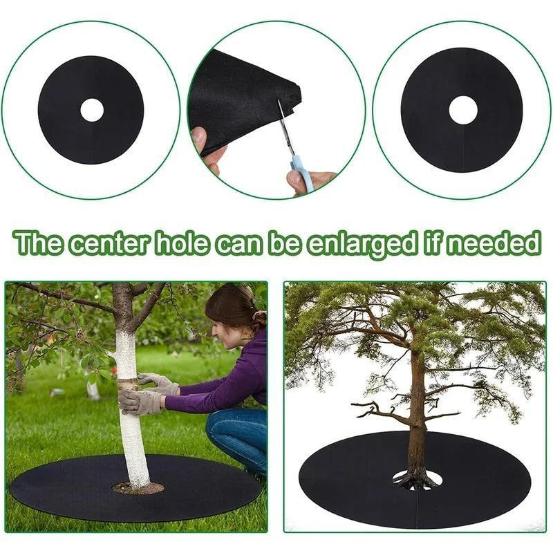 Lanzhong home life 12 Stück Ökologische Baumschutz-Unkrautmatten als Runde Mulchringe und Pflanzenabdeckung für den Garten, Durchmesser: 15 cm, Höhe: 2 cm - Bild 9