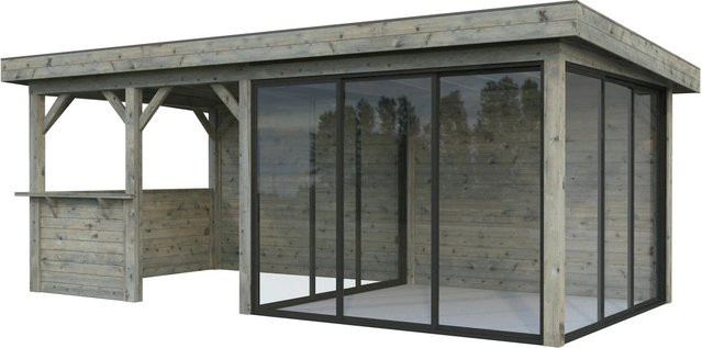 Palmako Pavillon Lenna Set 408 Slide aus Fichtenholz in Grau, B/H/T: 588 x 245 x 300 cm - Bild 1