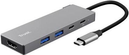 Trust Dalyx 5-in-1 USB-C Dockingstation und USB-Hub mit HDMI und USB-A in Grau - Bild 1