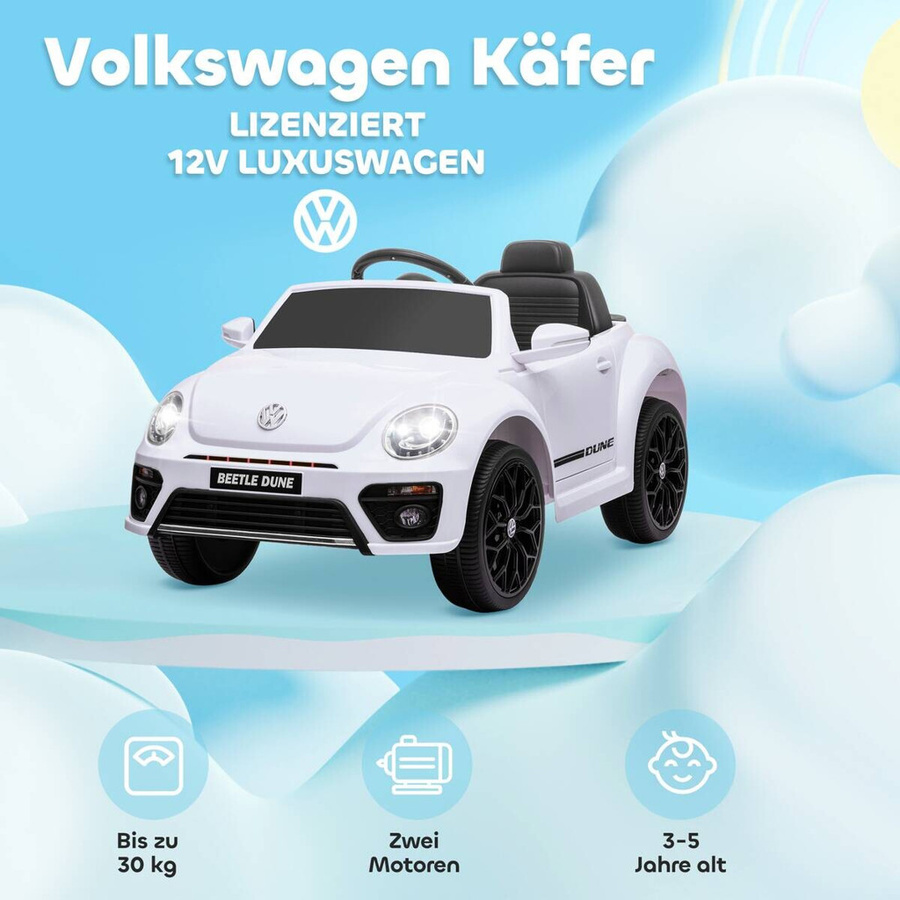 AIYAPLAY Volkswagen Beetle Kinder-Elektroauto mit Licht und Sound Weiß - Bild 5