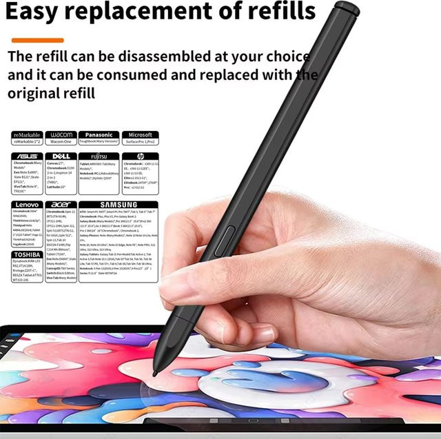 JAOUCAM Elektromagnetischer Stift in Schwarz für Samsung Galaxy, Lenovo, DELL und Acer Tablets ohne Bluetooth - Bild 1