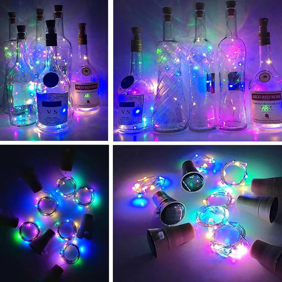 Solar Wein Flaschen Lichterkette mit 20 warmweißen LEDs und Korkform, 2m Solar Kupferdraht Lichterkette für Garten, Hochzeit und Party - Bild 4