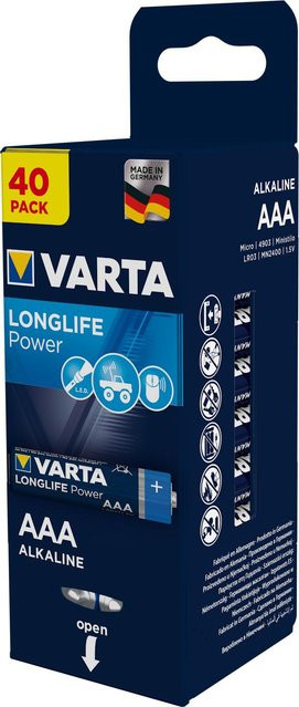 Varta LONGLIFE Power Micro AAA Alkali-Mangan Batterien 1200 mAh 1.5V, 40 Stück in Storage Box - Bild 2