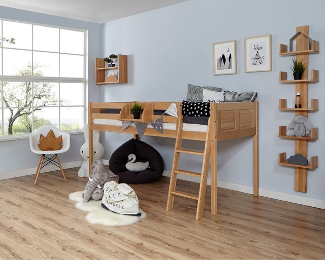 TiCAA Hochbett Eric aus Massivholz in Buche Natur im Country-Stil - Bild 1