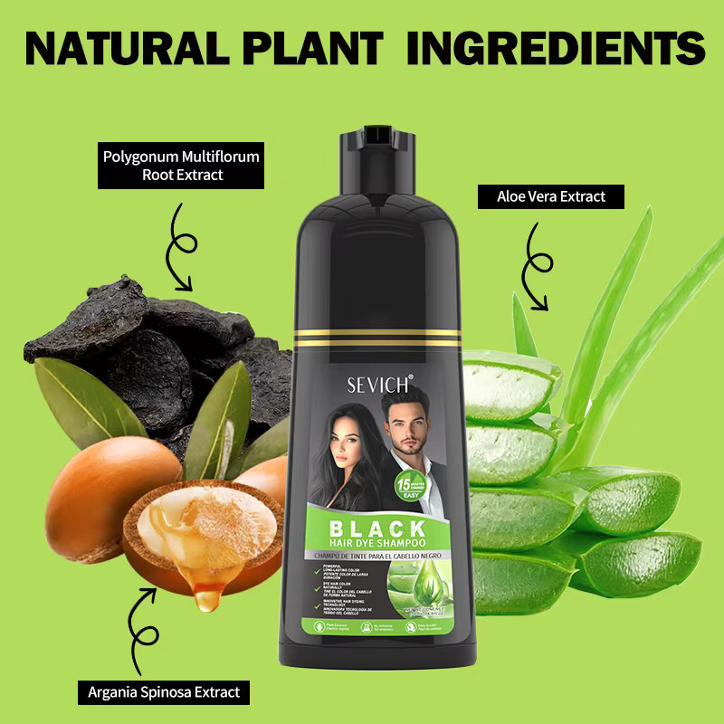 Sevich Shampoo Schwarz, Ginseng, Ingwer, 500 ml, Unisex - Bild 5