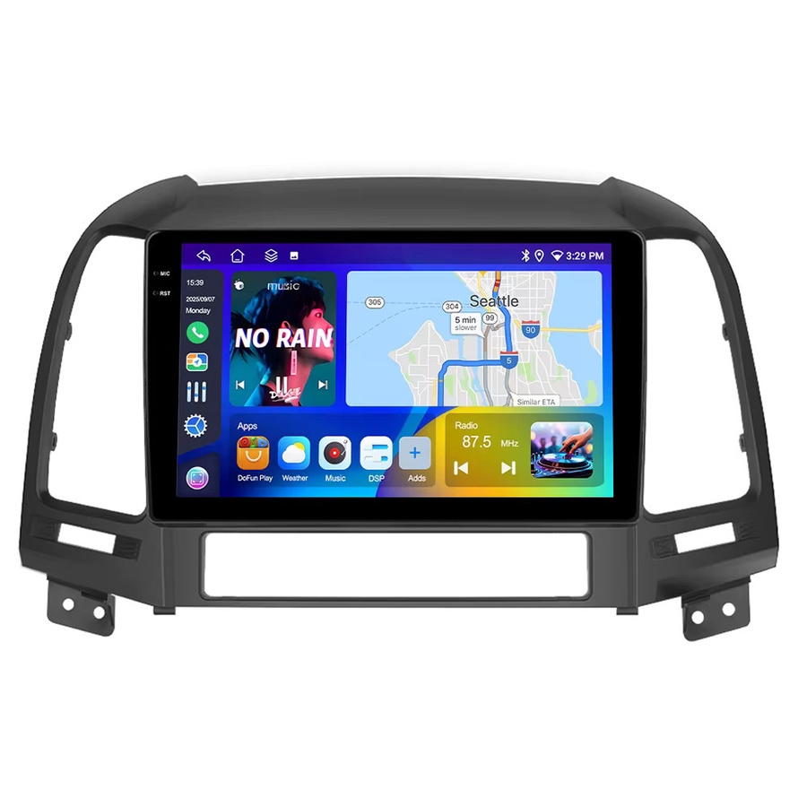 Podofo 9 Zoll Drahtloses CarPlay Autoradio für Hyundai Santa Fe 2006-2012 mit Android GPS Navigation und WIFI in Schwarz - Bild 7