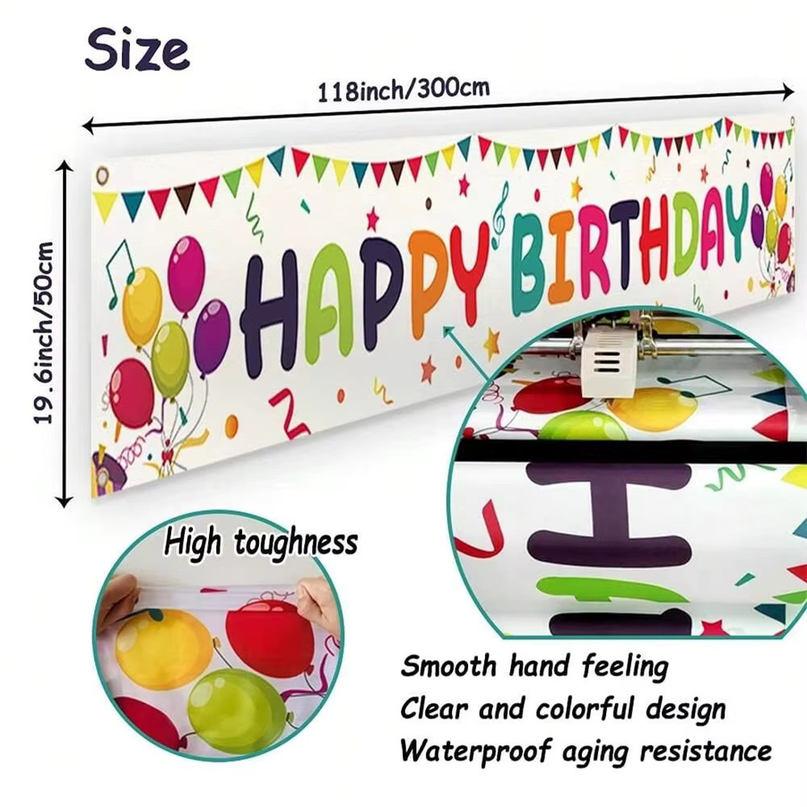 VIKAMA Outdoor-Geburtstagsdekoration mit Wimpelkette und Banner in Mehrfarbig, B/H: 180 x 35 cm - Bild 2