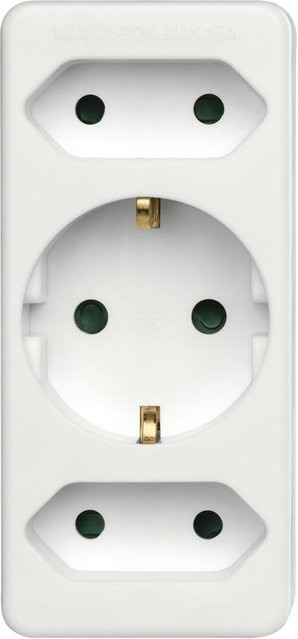 Hama 3-fach Steckdosenadapter mit 1x Schutzkontakt und 2x Euro in Weiß - Bild 1