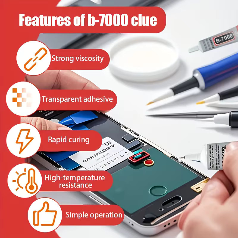 B7000 und T7000 Universal-Reparaturkleber für Handybildschirme, Tablets und Computer in Transparent oder Schwarz, erhältlich in 15 ml, 50 ml oder 110 ml - Bild 2