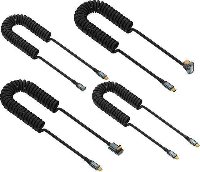 BSN USB-C zu USB-C Spiralkabel in Schwarz mit 20Gbps Datenübertragung, 8K@60Hz Display und 100W Schnellladefunktion - Bild 1