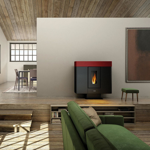 Freepoint Pelletofen Moon in Bordeauxrot und Schwarz mit 10 kW Leistung und WLAN-Funktion - Bild 2