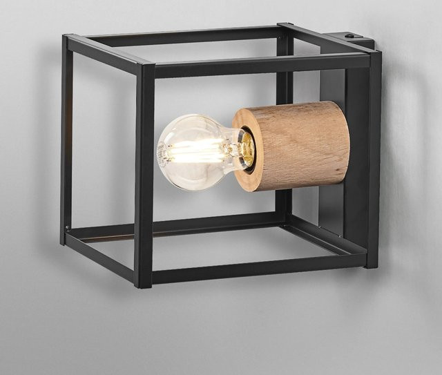 Ledvance Decor Nairobi Wandlampe im Industrial-Design aus Metall und Holz, Schwarz, Höhe: 17 cm - Bild 1